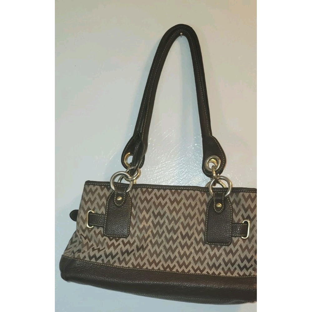 Vtg Y2K Wilson Leather Brown Signature Belt Accent Leather Trim Shoulder Handbag - Picture 4 of 8